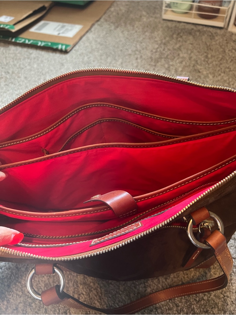 Dooney & Bourke Chocolate Brown Suede Leather Tote - Picture 11 of 13